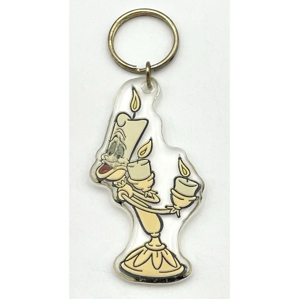 Vintage 1990s‎ Disney Beauty and the Beast Lumiere Brabo Group Acrylic Keychain